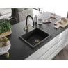 Mexen Pedro Spüle aus Granit 1-Becken 560 x 460 mm, schwarz, Siphon gold - 6508561000-77-G