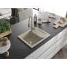 Mexen Enzo Granitspüle 1-Becken mit Abtropffläche und Küchenarmatur Savita, beige - 6506-69-672601-69