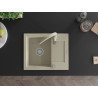 Mexen Enzo Granitspüle 1-beckig mit Abtropffläche und Küchenarmatur Savita, beige - 6506-69-672601-69