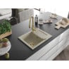 Mexen Enzo Granitspüle 1-Becken mit Abtropffläche und Küchenarmatur Savita, beige - 6506-69-672601-50