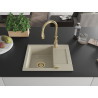 Mexen Enzo Granitspüle 1-Becken mit Abtropffläche und Küchenarmatur Savita, beige - 6506-69-672601-50