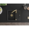 Mexen Enzo Granitspüle 1-Becken mit Abtropffläche und Küchenarmatur Savita, schwarz/silber metallic - 6506-73-672601-50