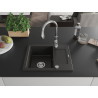 Mexen Enzo Granitspüle einteilig mit Abtropffläche und Küchenarmatur Savita, schwarz/gold metallic - 6506-75-672601-00