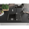 Mexen Enzo Granitspüle 1-becken mit Abtropffläche und Küchenarmatur Savita, schwarz/gold metallic - 6506-75-672601-70