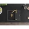 Mexen Enzo 1-Bowl Granitspüle mit Abtropffläche und Küchenarmatur Savita, schwarz gesprenkelt - 6506-76-672601-50