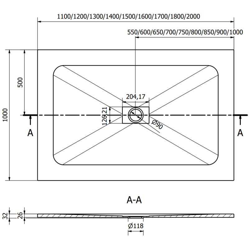 Mexen Hugo rechteckige Duschwanne SMC 180 x 100 cm, weiß - 42101018