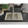 Mexen Gaspar Granitspüle 1,5-Becken mit Abtropffläche und Küchenarmatur Savita, beige - 6507-69-672601-69