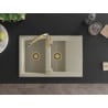 Mexen Gaspar Granitspüle 1,5-Becken mit Abtropffläche und Küchenarmatur Savita, beige - 6507-69-672601-50