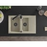 Mexen Gaspar Granitspüle 1,5-Schalen mit Abtropffläche und Küchenarmatur Savita, beige - 6507-69-672601-70