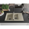 Mexen Gaspar Granitspüle 1,5-Schalen mit Abtropffläche und Küchenarmatur Savita, beige - 6507-69-672601-70