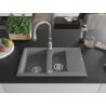 Mexen Gaspar Granitspüle 1,5-Becken mit Abtropffläche und Küchenarmatur Savita, grau - 6507-71-672601-00