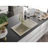 Mexen Pablo Granitspüle 1-Becken mit Abtropffläche und Küchenarmatur Savita, beige - 6510-69-672601-50
