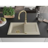 Mexen Pablo Granitspüle 1-Becken mit Abtropffläche und Küchenarmatur Savita, beige - 6510-69-672601-50