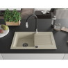 Mexen Pablo Granitspüle 1-Becken mit Abtropffläche und Küchenarmatur Savita, beige - 6510-69-672601-70