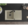 Mexen Pablo Granitspüle 1-Becken mit Abtropffläche und Küchenarmatur Savita, beige - 6510-69-672601-70