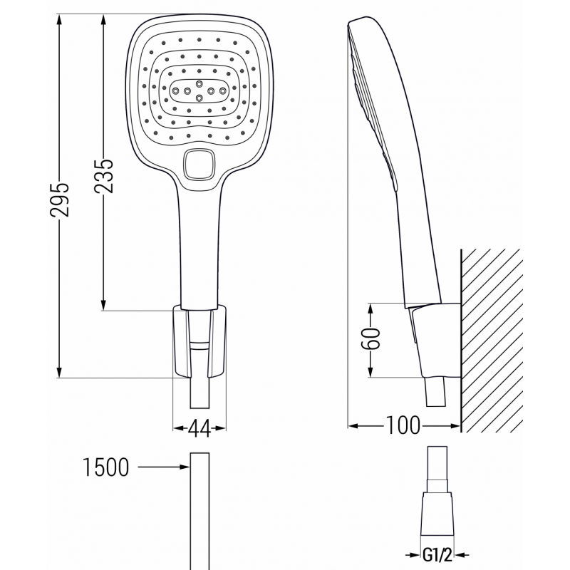 Mexen R-17 punktueller Duschkopf-Set, Chrom/Weiß - 785175052-02