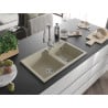 Mexen Tomas granitspüle 2-Kammer mit Küchenarmatur Savita, beige - 6516-69-672601-00