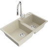 Mexen Tomas 2-Kammer-Granitspüle mit Küchenarmatur Savita, beige - 6516-69-672601-00