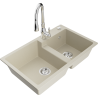 Mexen Tomas granitspüle 2-Kammer mit Küchenarmatur Savita, beige - 6516-69-672601-00