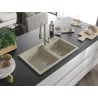 Mexen Tomas Granitspüle 2-becken mit Küchenarmatur Savita, beige - 6516-69-672601-69