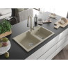 Mexen Tomas granitspüle 2-kammer mit küchenarmatur Savita, beige - 6516-69-672601-69