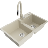 Mexen Tomas Granitspüle 2-becken mit Küchenarmatur Savita, beige - 6516-69-672601-69