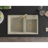 Mexen Tomas 2-Kammer-Granitzlewozmywak mit Küchenarmatur Savita, beige - 6516-69-672601-50