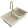 Mexen Tomas 2-Kammer-Granitzlewozmywak mit Küchenarmatur Savita, beige - 6516-69-672601-50