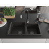 Mexen Tomas Granitspüle zweikammerig mit Küchenarmatur Savita, schwarz/goldmetallic - 6516-75-672601-70-B