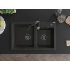 Mexen Tomas Granitspüle zweikammerig mit Küchenarmatur Savita, schwarz/goldmetallic - 6516-75-672601-70-B