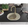 Mexen Kevin Granitspüle 1-beckig mit Abtropffläche und Küchenarmatur Savita, beige - 6517-69-672601-50