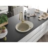 Mexen Kevin Granitspüle 1-beckig mit Abtropffläche und Küchenarmatur Savita, beige - 6517-69-672601-50