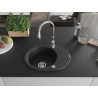 Mexen Kevin Granitspüle mit 1 Becken, Abtropffläche und Küchenarmatur Savita, Schwarz/Gold Metallic - 6517-75-672601-00