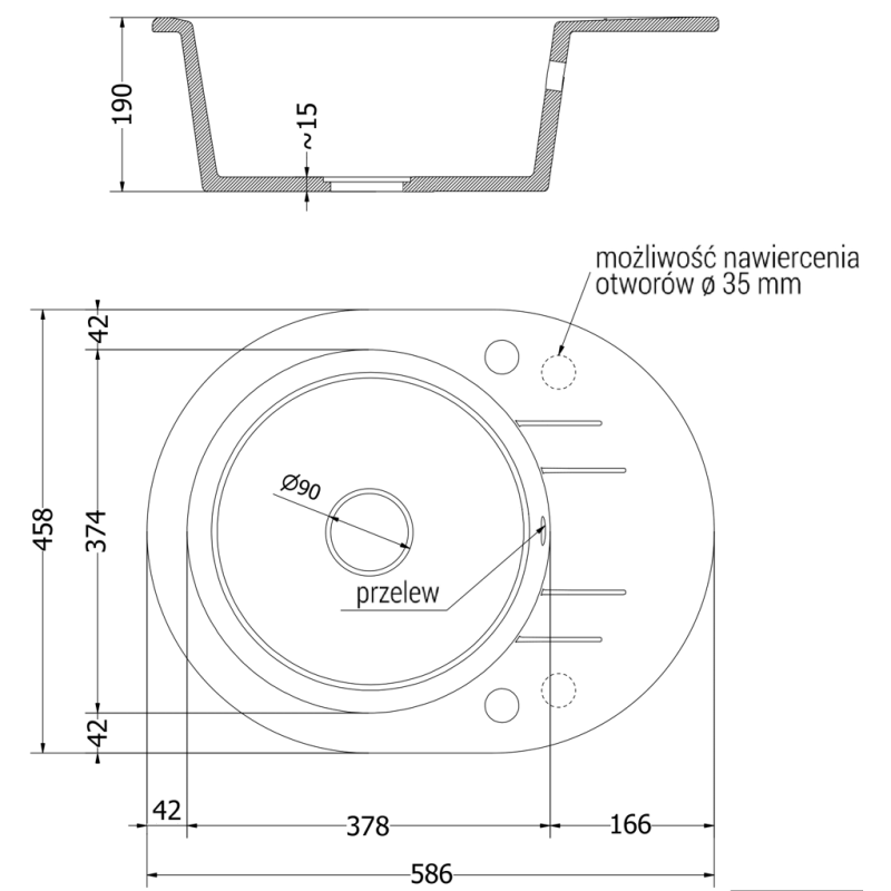 Mexen Kevin Spülbecken Granit 1-Kammer mit Abtropffläche und Küchenarmatur Savita, Schwarz/Gold Metallic - 6517-75-672601-00