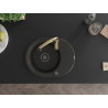 Mexen Kevin Granitspüle 1-Becken mit Abtropffläche und Küchenarmatur Savita, schwarz/gold metallic - 6517-75-672601-50-B