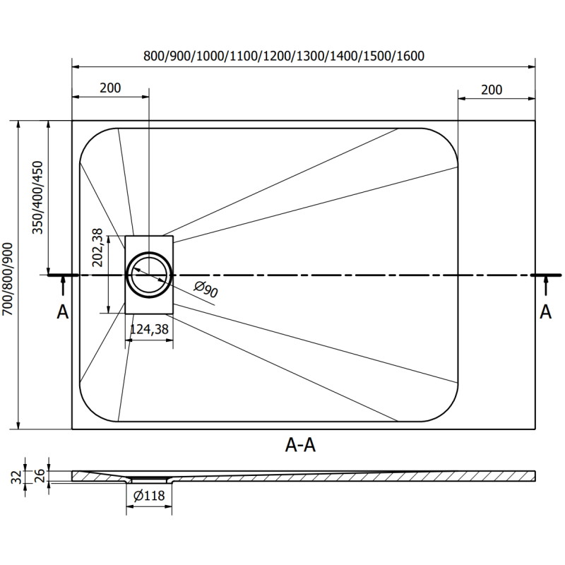 Mexen Hugo rechteckige SMC-Duschwanne 100 x 90 cm, weiß - 42109010