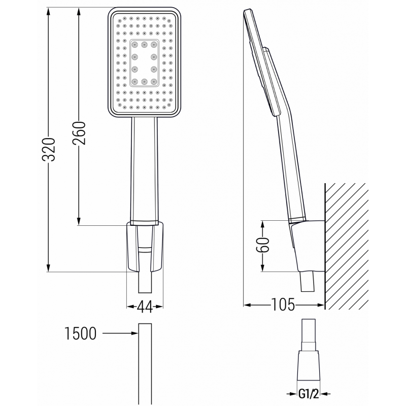 Mexen R-54 punktuelles Duschset, schwarz/chrom - 785545052-71