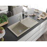 Mexen Leo Granitspüle 1-beckig mit Abtropffläche und Küchenarmatur Carla, beige - 6501-69-670700-00
