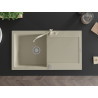Mexen Leo Granitspüle 1-Becken mit Abtropffläche und Küchenarmatur Carla, beige - 6501-69-670700-69