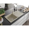 Mexen Leo Granitspüle 1-Becken mit Abtropffläche und Küchenarmatur Carla, beige - 6501-69-670700-69