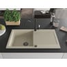 Mexen Leo 1-Komponenten Granitspüle mit Abtropffläche und Küchenarmatur Carla, beige - 6501-69-670700-70