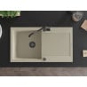 Mexen Leo 1-Komponenten Granitspüle mit Abtropffläche und Küchenarmatur Carla, beige - 6501-69-670700-70