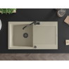 Mexen Leo Einzelbecken Granitspüle mit Abtropffläche und Küchenarmatur Carla, beige - 6501-69-670700-70