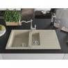 Mexen Matias Granitspüle 1,5-Becken mit Abtropffläche und Küchenarmatur Carla, beige - 6502-69-670700-00