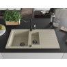 Mexen Matias Granitspüle 1,5-Becken mit Abtropffläche und Küchenarmatur Carla, beige - 6502-69-670700-70