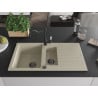 Mexen Matias Granitspüle 1,5-komorowy mit Abtropffläche und Küchenarmatur Carla, Beige - 6502-69-670700-70