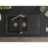 Mexen Matias 1,5-Kammer-Granispüle mit Abtropffläche und Küchenarmatur Carla schwarz/silber Metallic - 6502-73-670700-50