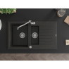 Mexen Matias granitspüle 1,5-becken mit abtropffläche und küchenarmatur Carla, schwarz/gold metallic - 6502-75-670700-00