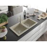 Mexen Mario Granitspüle 2-becken mit Küchenarmatur Carla, beige - 6504-69-670700-69