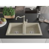 Mexen Mario Granitspüle 2-becken mit Küchenarmatur Carla, beige - 6504-69-670700-69